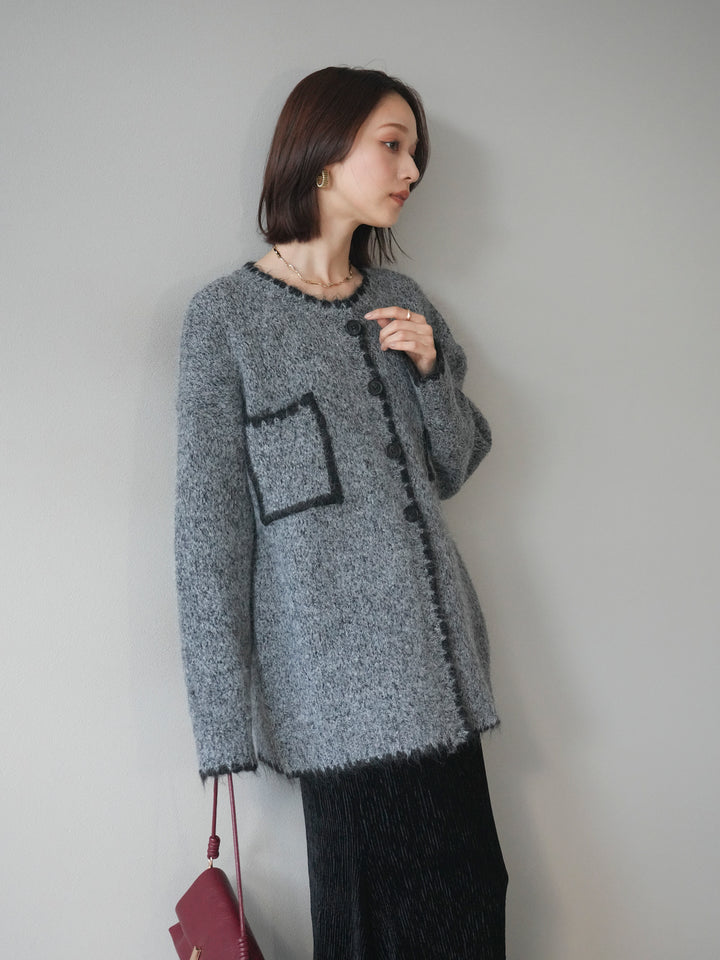 [予約]ハンドステッチニットカーディガン/darkgray