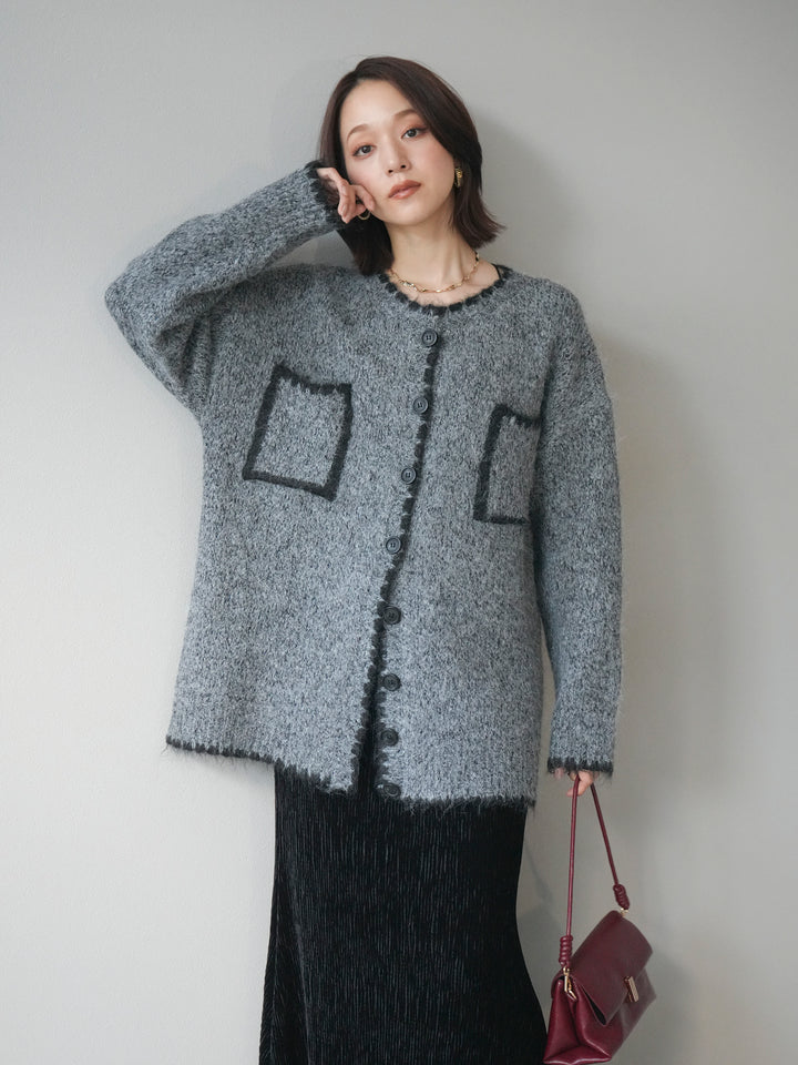 [予約]ハンドステッチニットカーディガン/darkgray