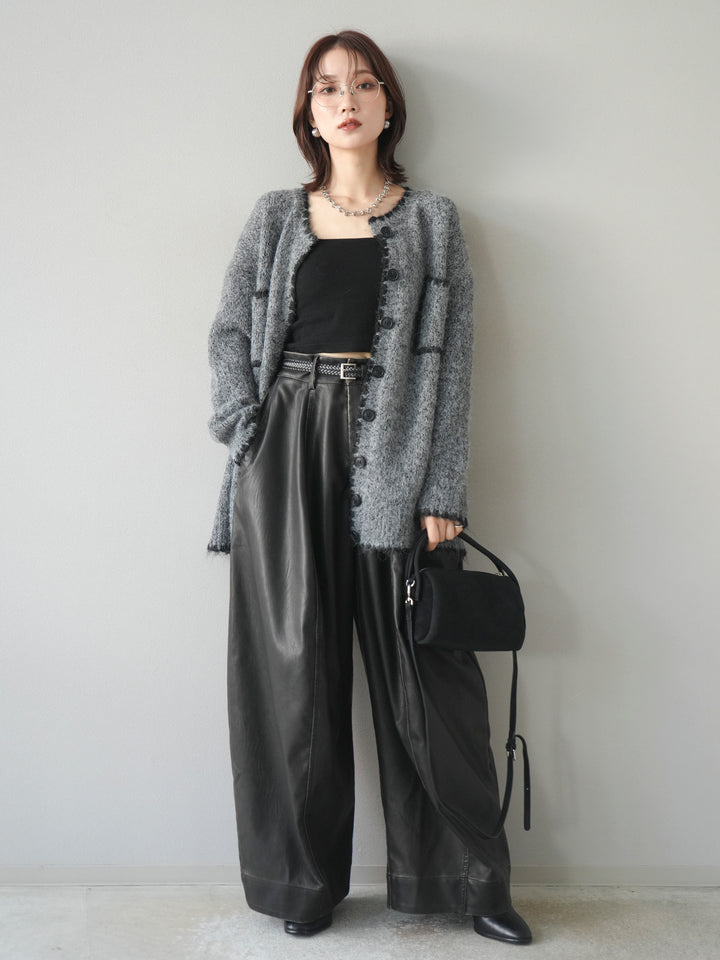 [予約]ハンドステッチニットカーディガン/darkgray