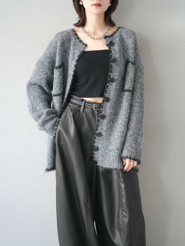 [予約]ハンドステッチニットカーディガン/darkgray