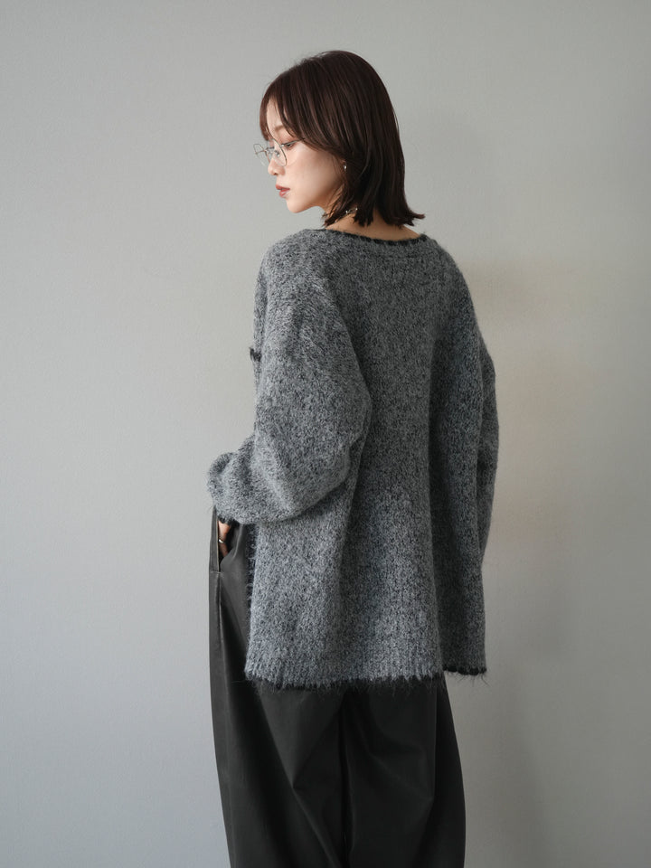[予約]ハンドステッチニットカーディガン/darkgray