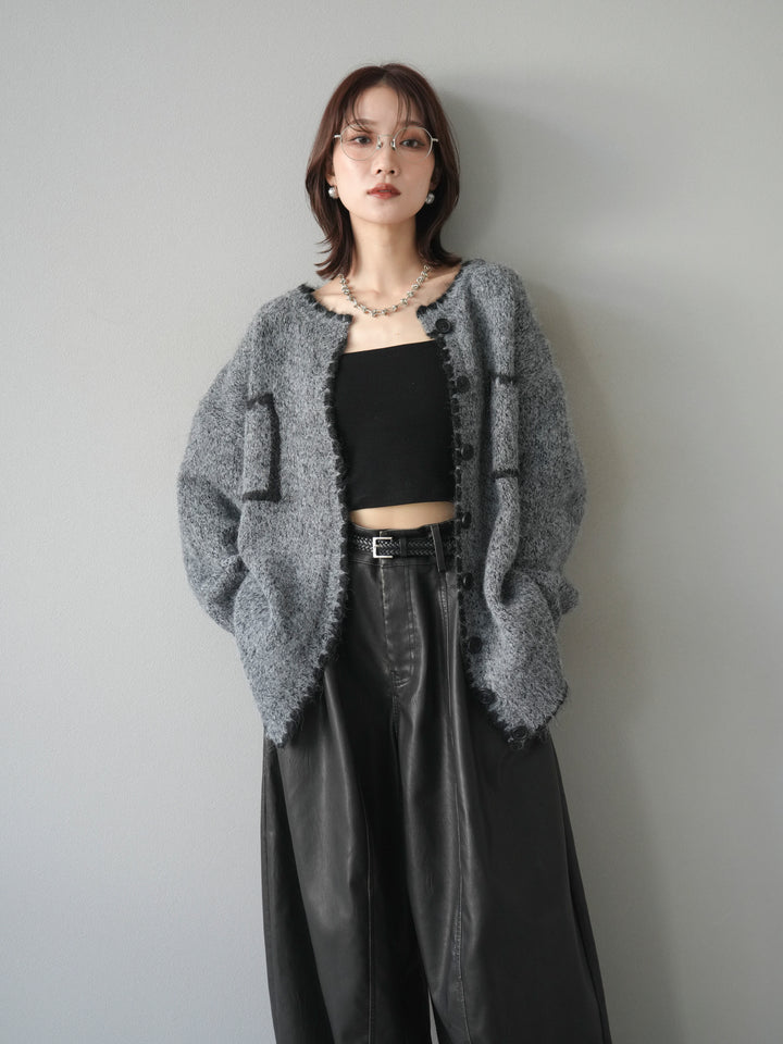 [予約]ハンドステッチニットカーディガン/darkgray