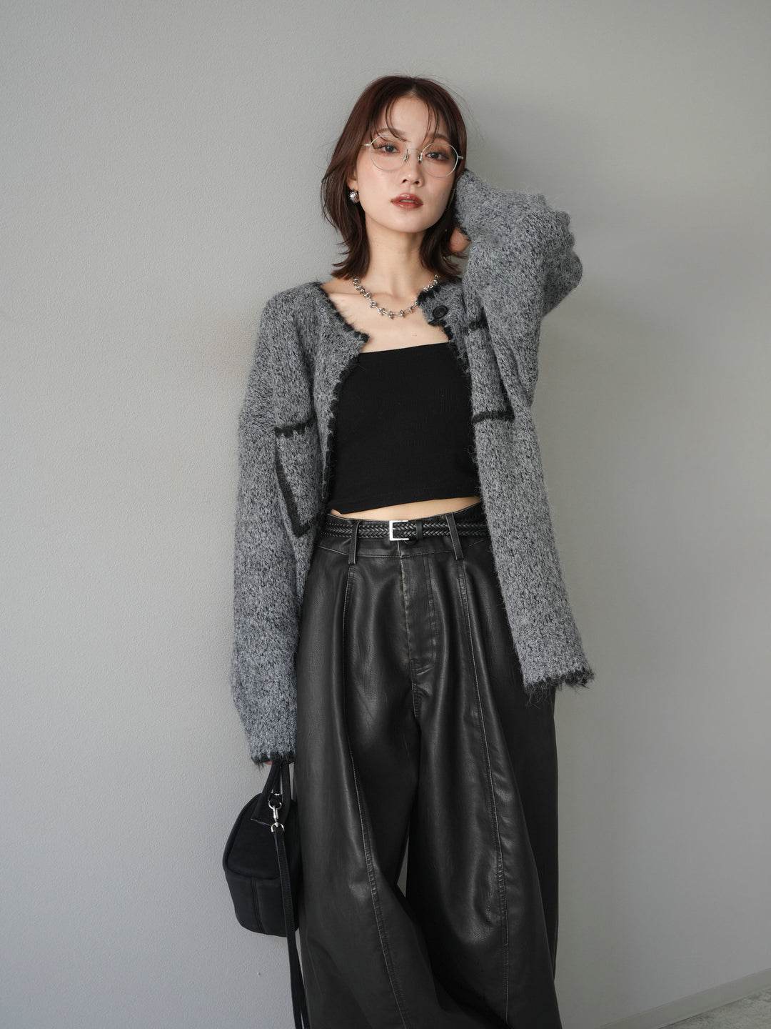 [予約]ハンドステッチニットカーディガン/darkgray