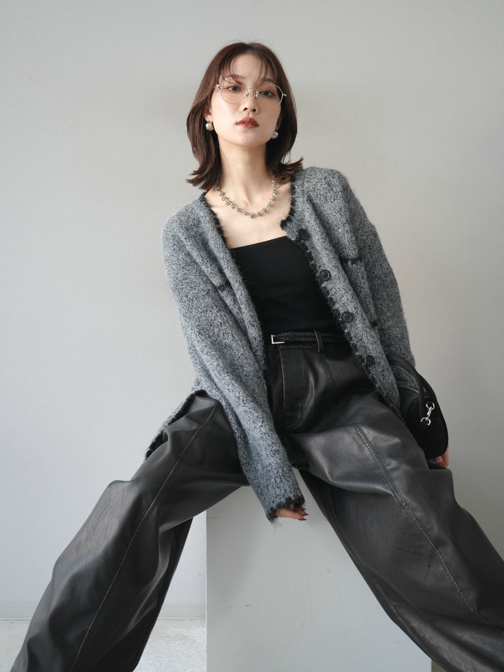 [予約]ハンドステッチニットカーディガン/darkgray