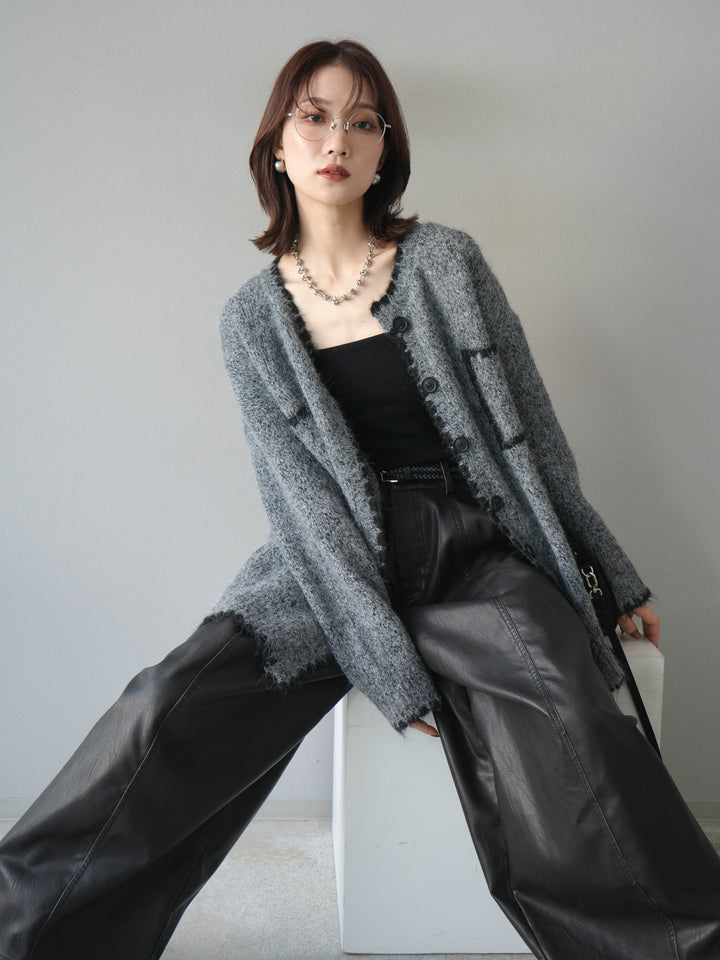 [予約]ハンドステッチニットカーディガン/darkgray