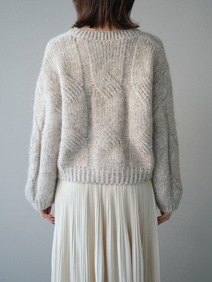 [予約]ワイドケーブルミックスニットプルオーバー/ivory