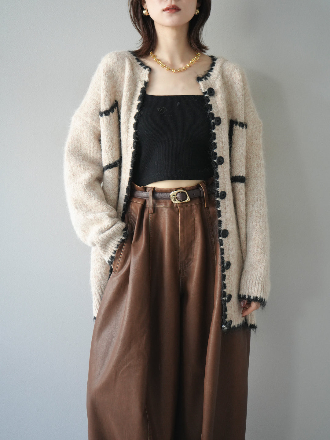 [予約]ハンドステッチニットカーディガン/beige