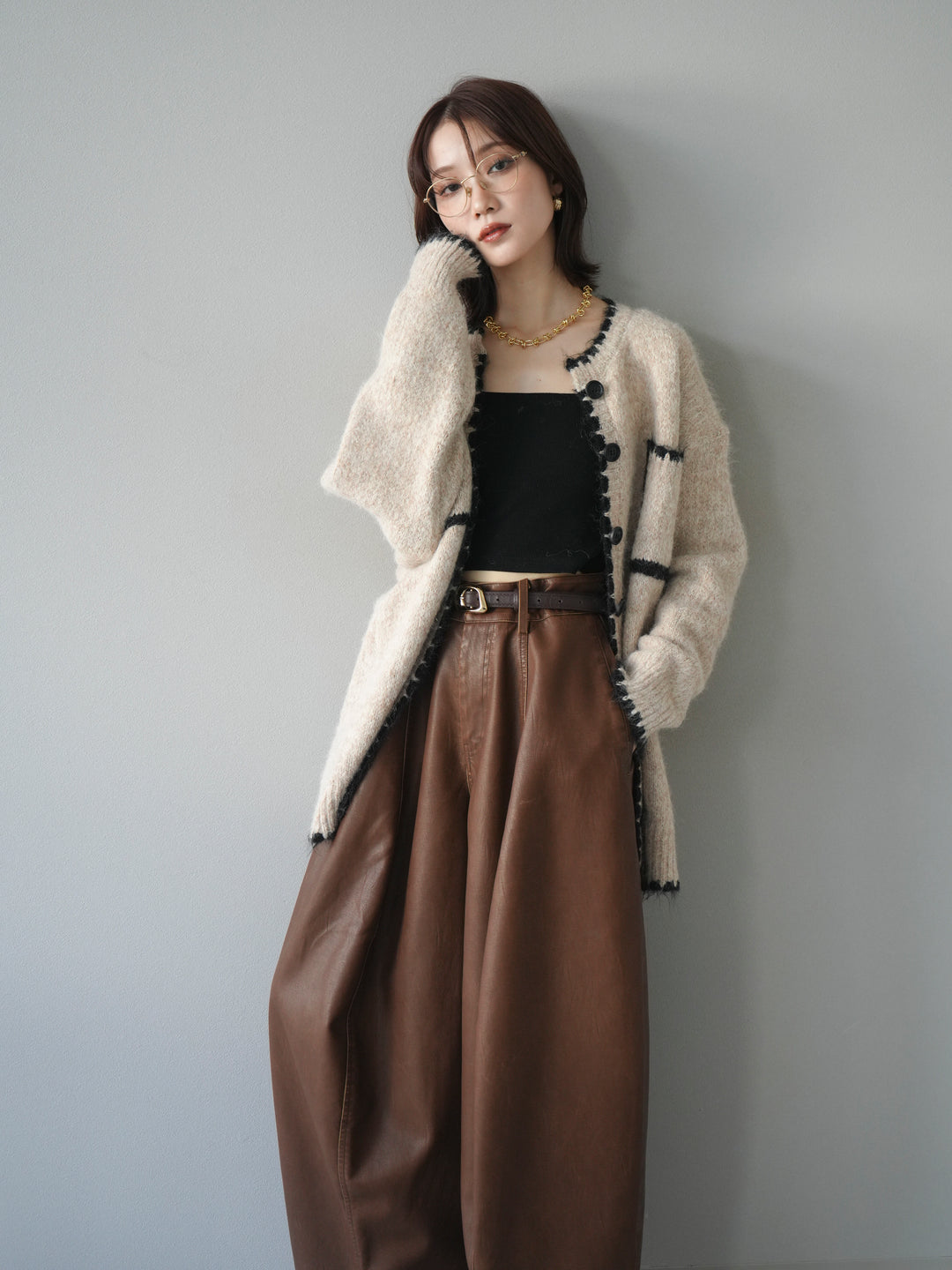 [予約]ハンドステッチニットカーディガン/beige