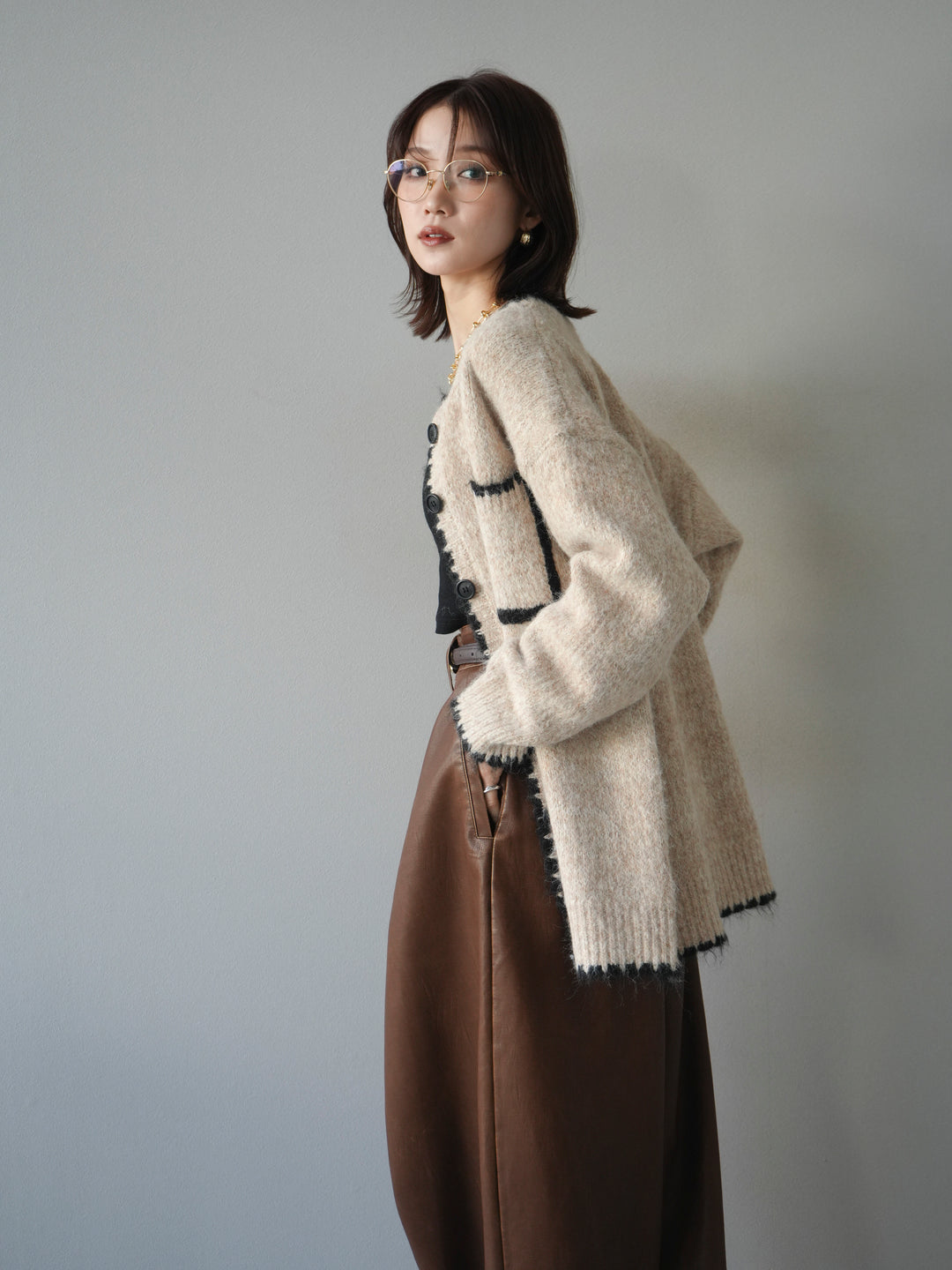 [予約]ハンドステッチニットカーディガン/beige