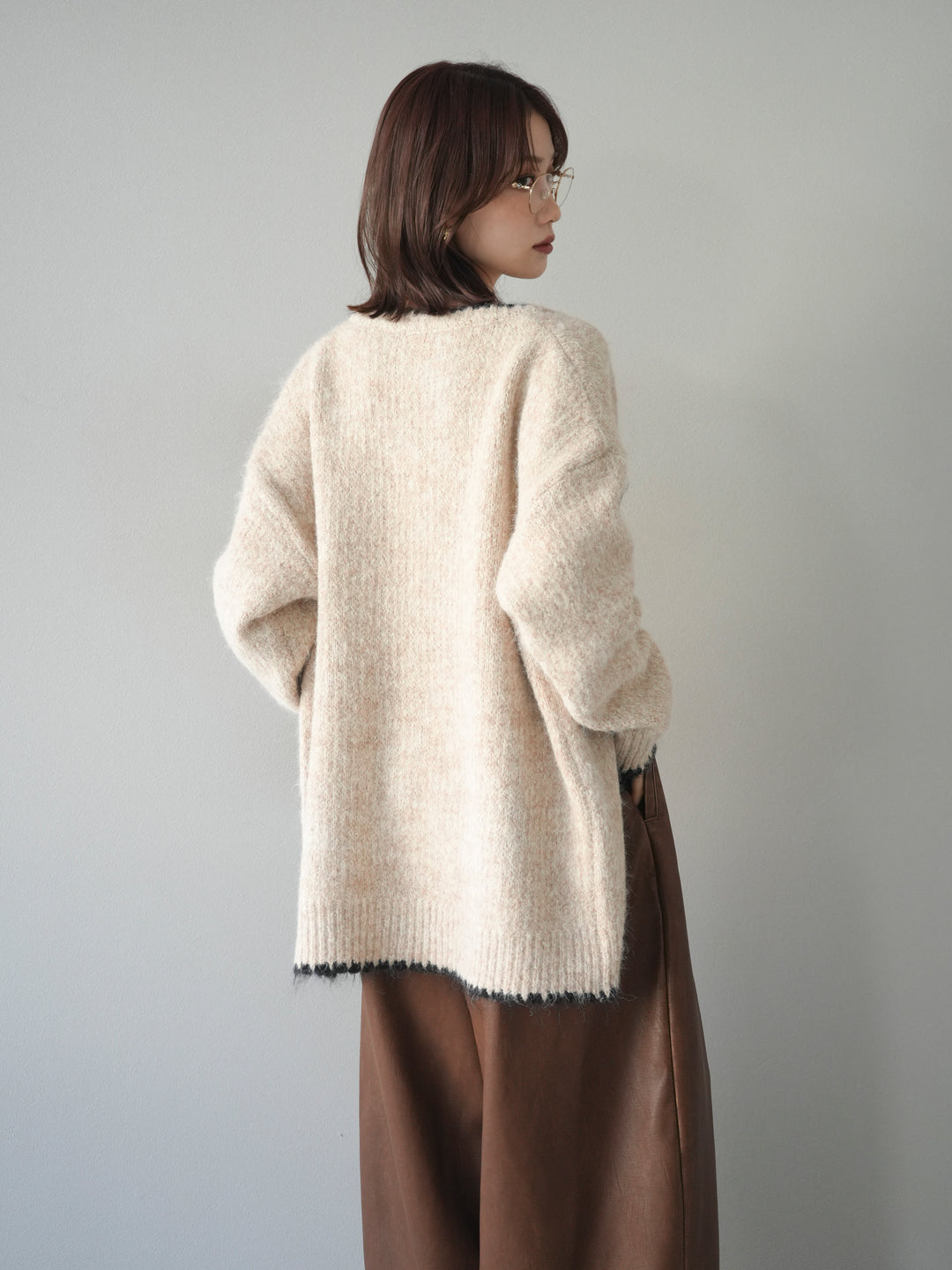 [予約]ハンドステッチニットカーディガン/beige