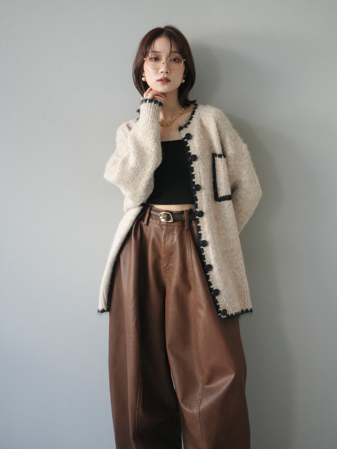 [予約]ハンドステッチニットカーディガン/beige