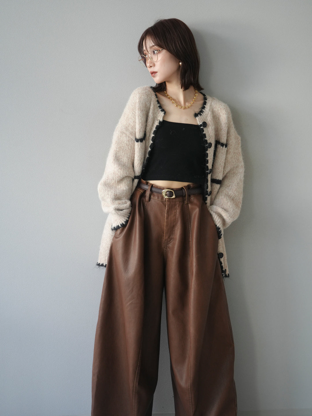 [予約]ハンドステッチニットカーディガン/beige