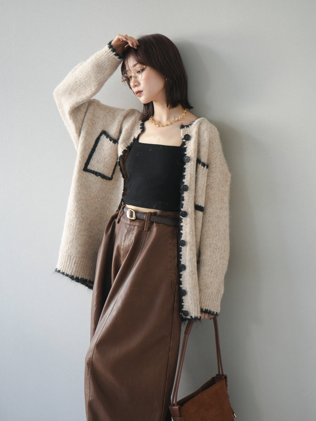 [予約]ハンドステッチニットカーディガン/beige