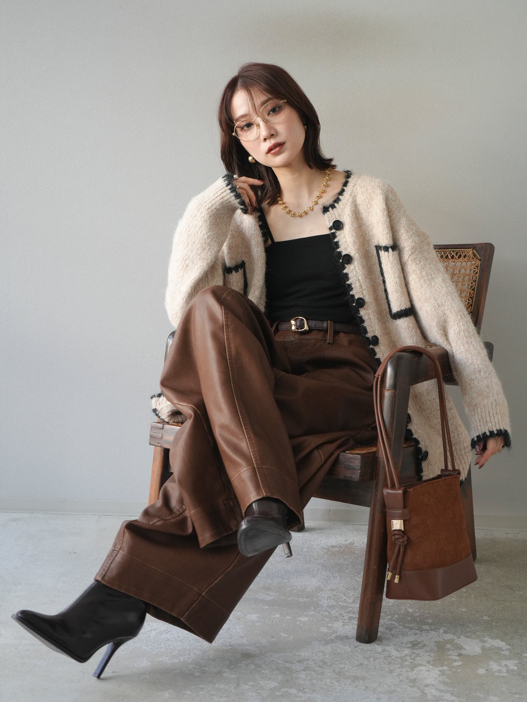 [予約]ハンドステッチニットカーディガン/beige