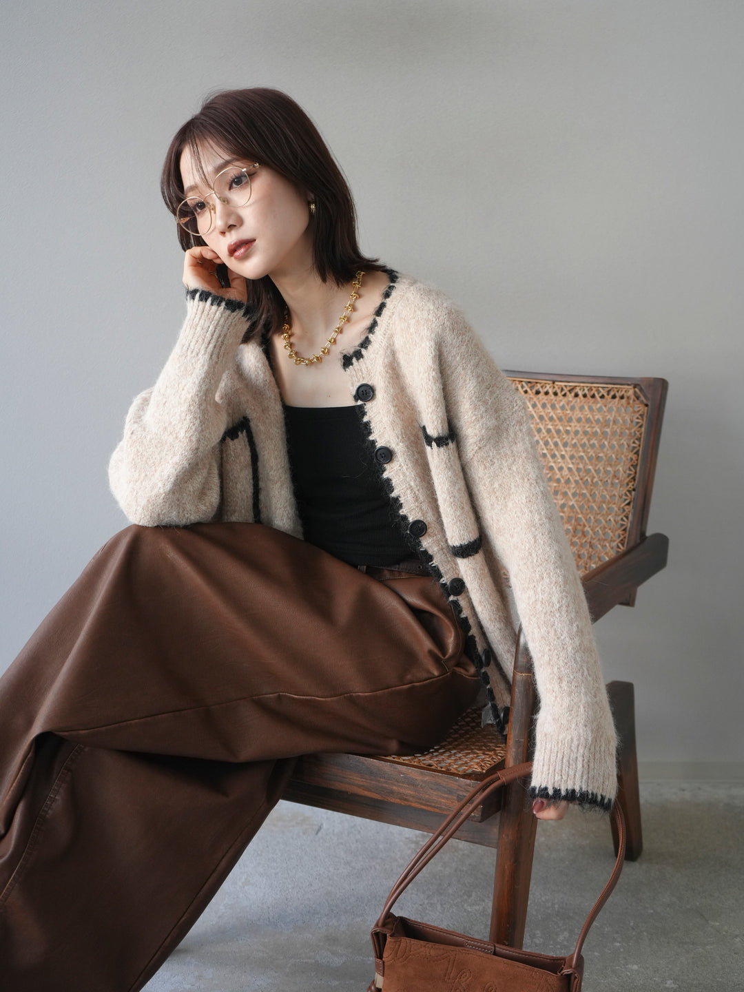 [予約]ハンドステッチニットカーディガン/beige