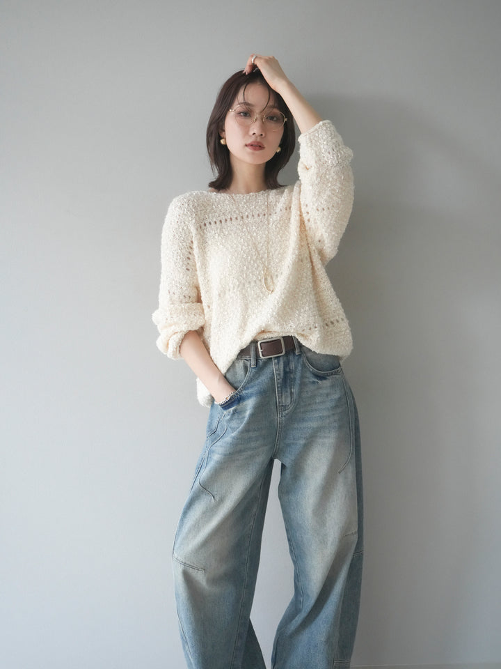 [予約]ラメ糸ループヤーンニットプルオーバー/ivory