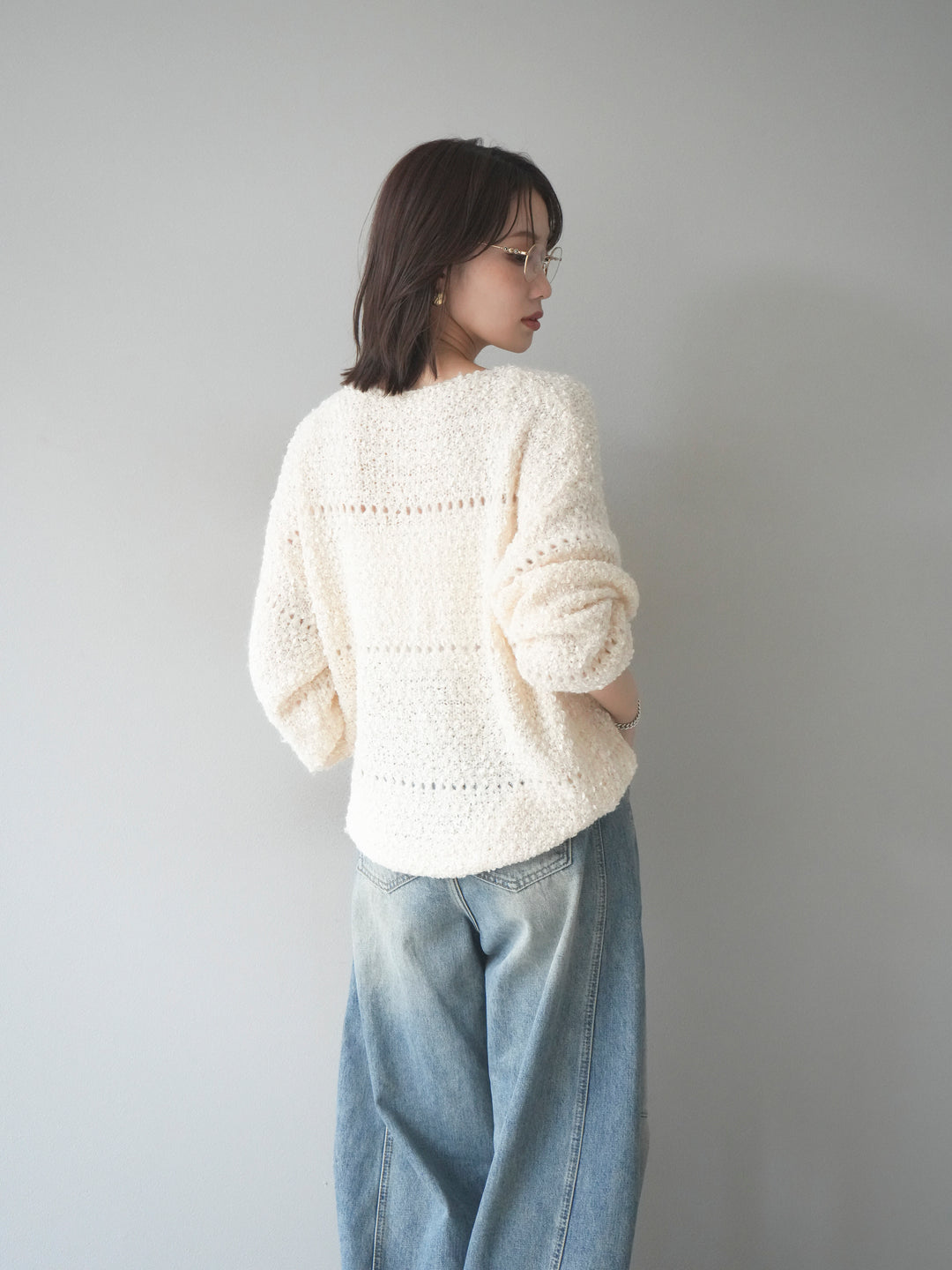 [予約]ラメ糸ループヤーンニットプルオーバー/ivory