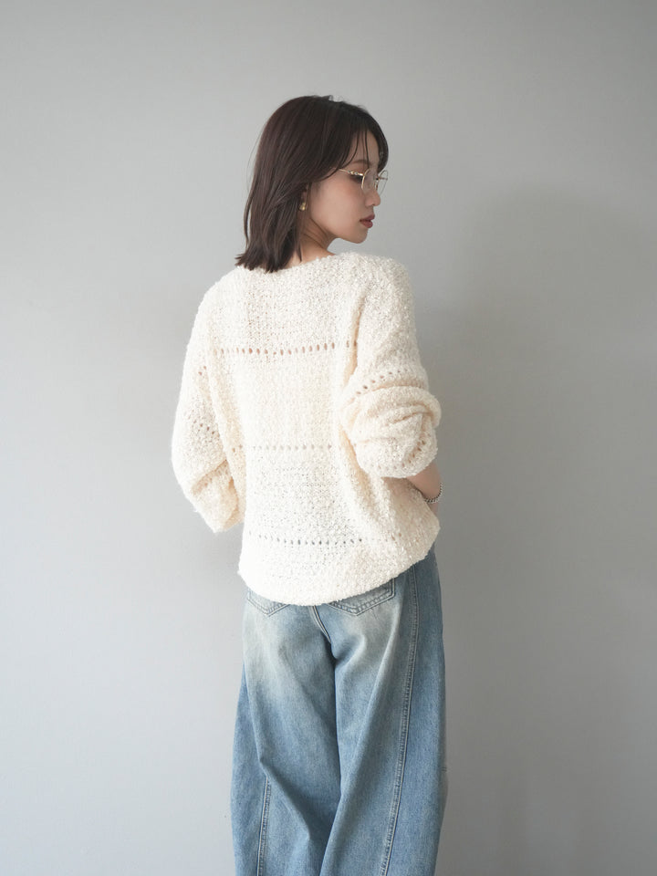 [予約]ラメ糸ループヤーンニットプルオーバー/ivory