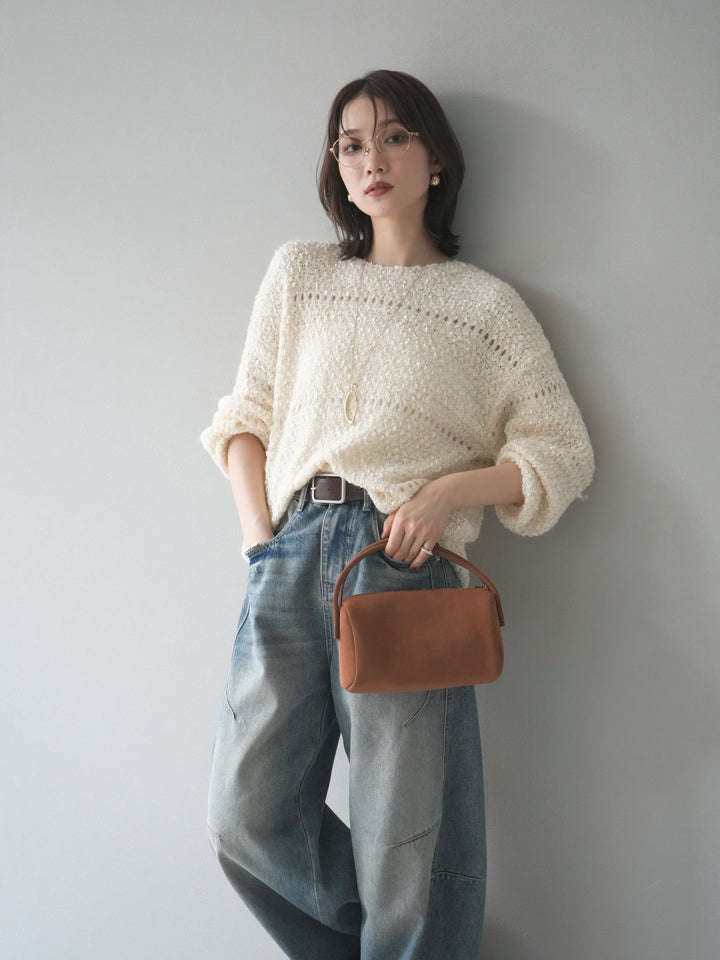 [予約]ラメ糸ループヤーンニットプルオーバー/ivory