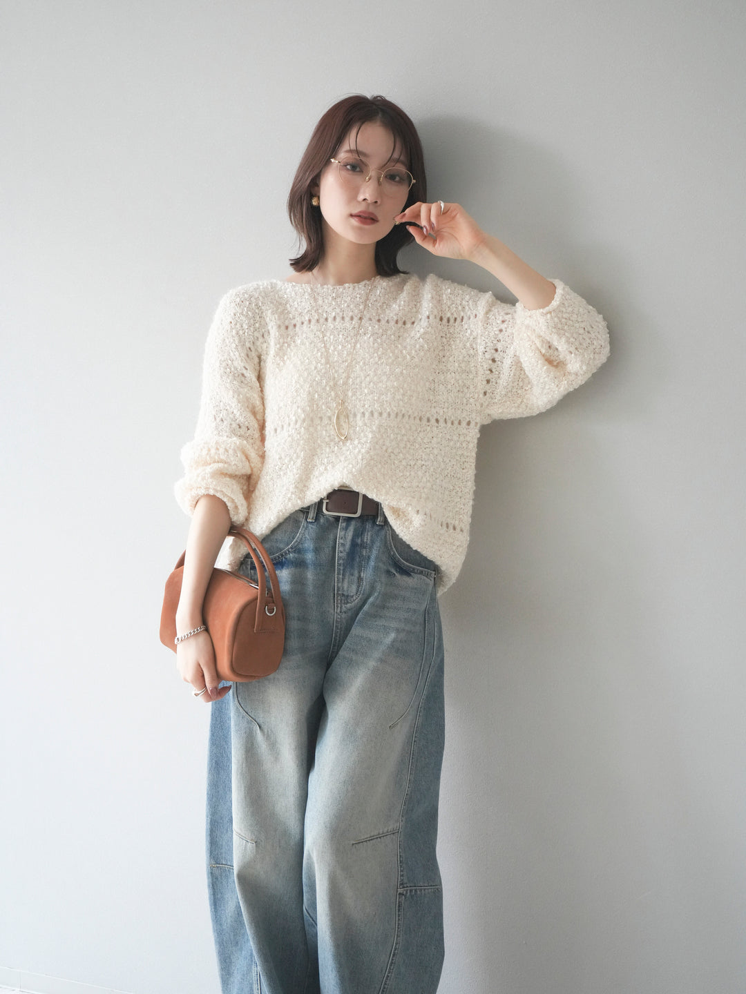 [予約]ラメ糸ループヤーンニットプルオーバー/ivory