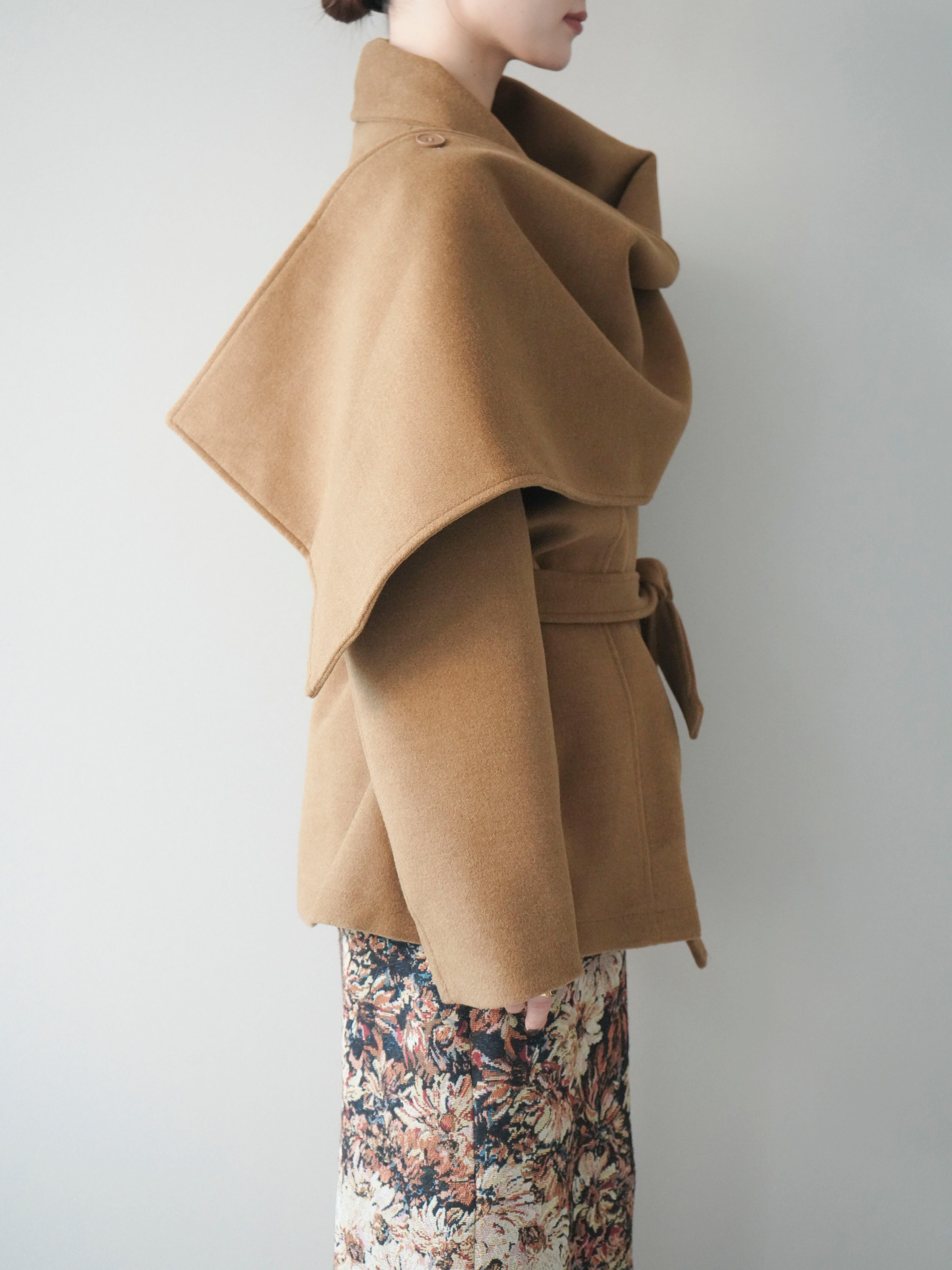 予約]ストールデザインショートコート/camel – Lumier