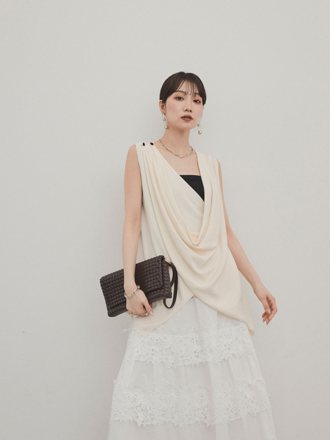 [予約]ドライタッチドレープニットプルオーバー/アイボリー