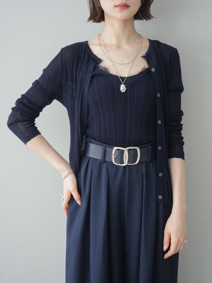 [予約]インナーレースキャミソール＆カーディガンアンサンブル/navy