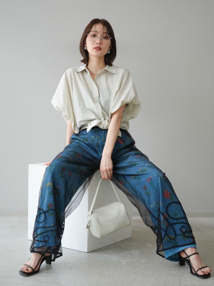 [予約]ICE TOUCHパフスリーブシャツ/オフグレー