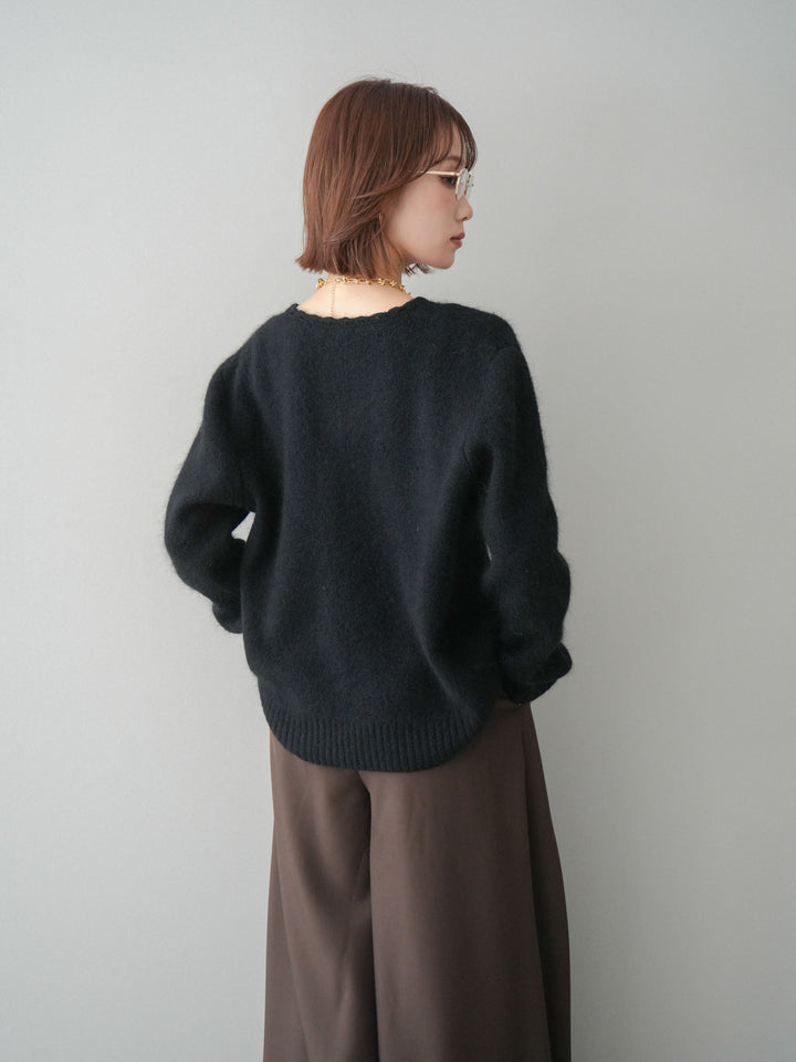 [予約]くるみボタンニットカーディガン/black