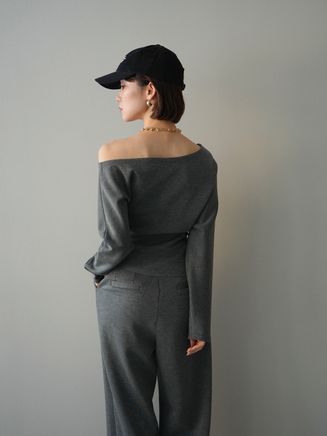 [SET]ライトポンチワンショルタックトップス＆パンツSETUP