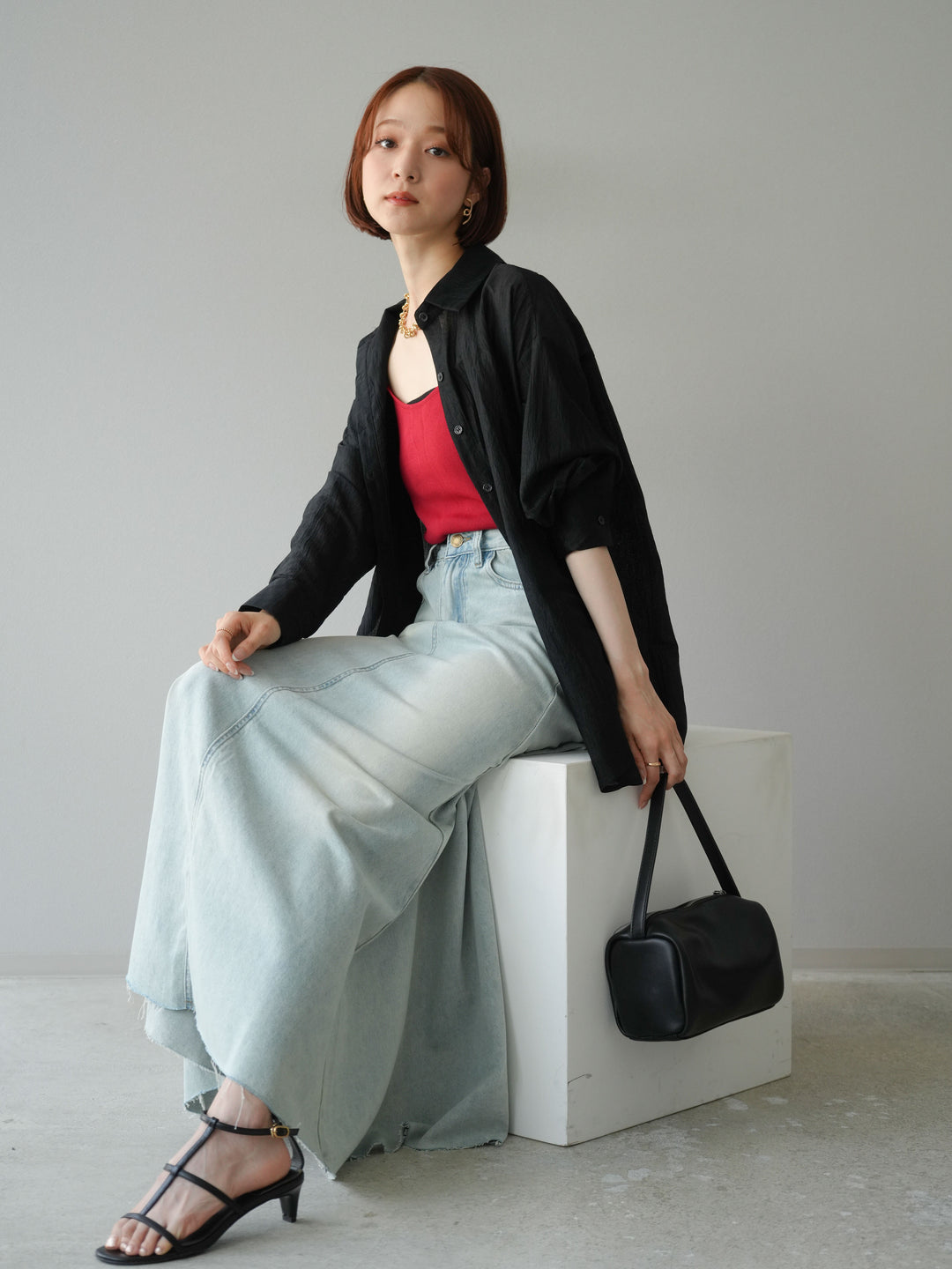 [予約]ワッシャーシャイニーシャツ/ブラック