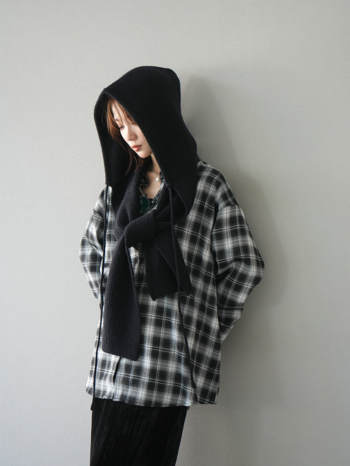 [予約]フードニットマフラー/ブラック