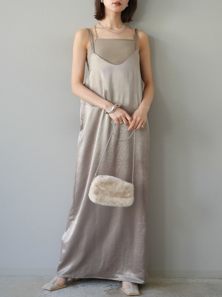 [予約]サテンキャミワンピース/グレージュ