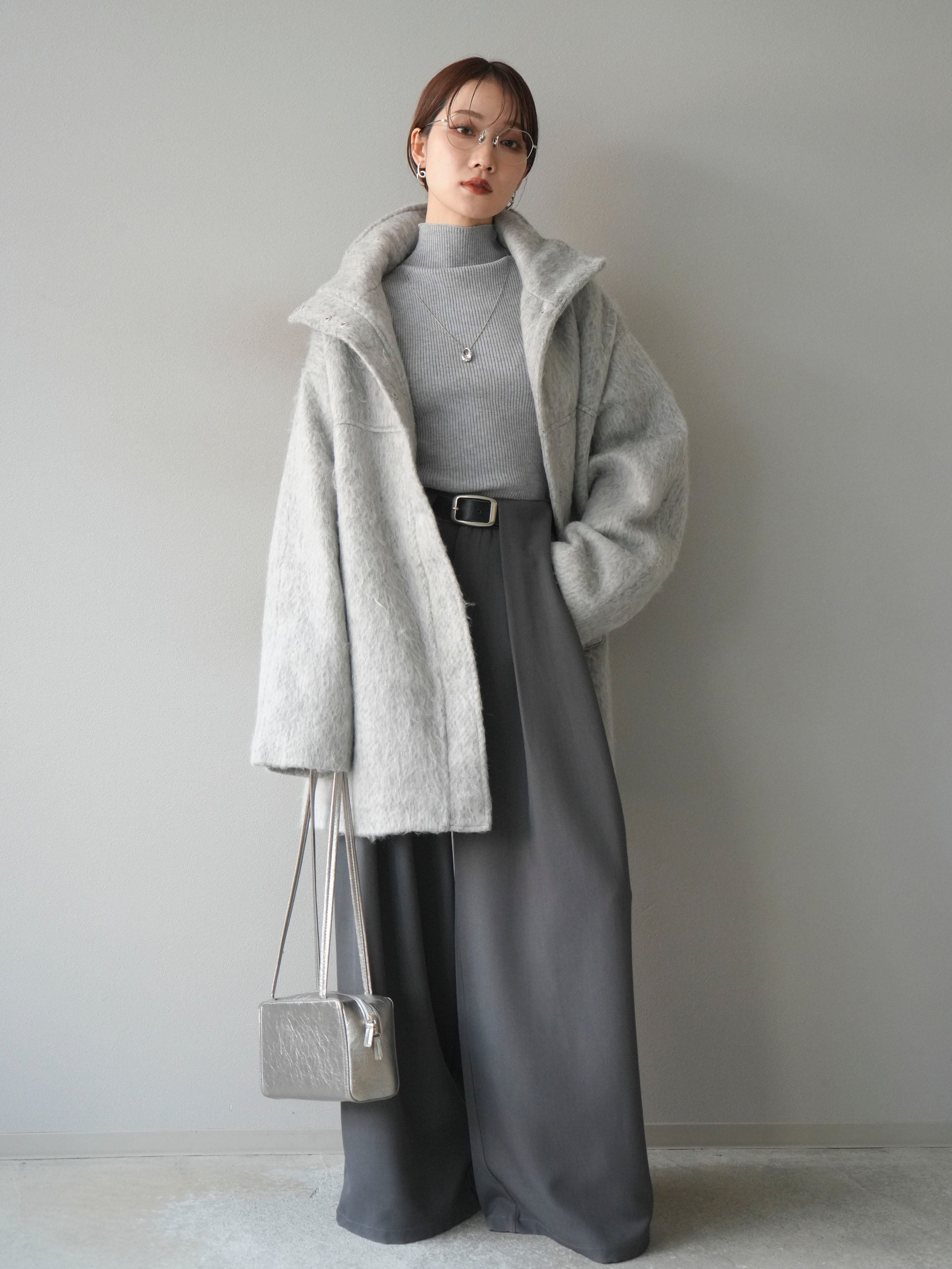 予約]スタンドカラーシャギーコート/mokugray – Lumier