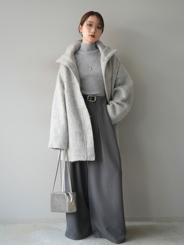 [予約]スタンドカラーシャギーコート/mokugray