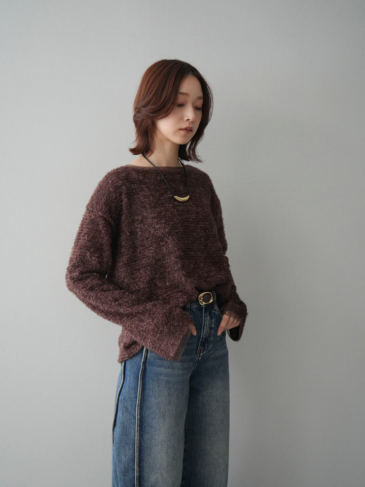 [予約]ラメシャギートップス/brown