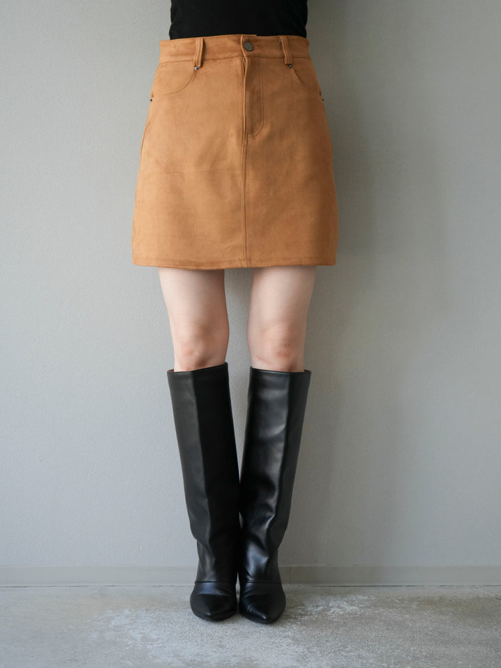 [予約]スエードペチパンツ付ミニスカート/ベージュ