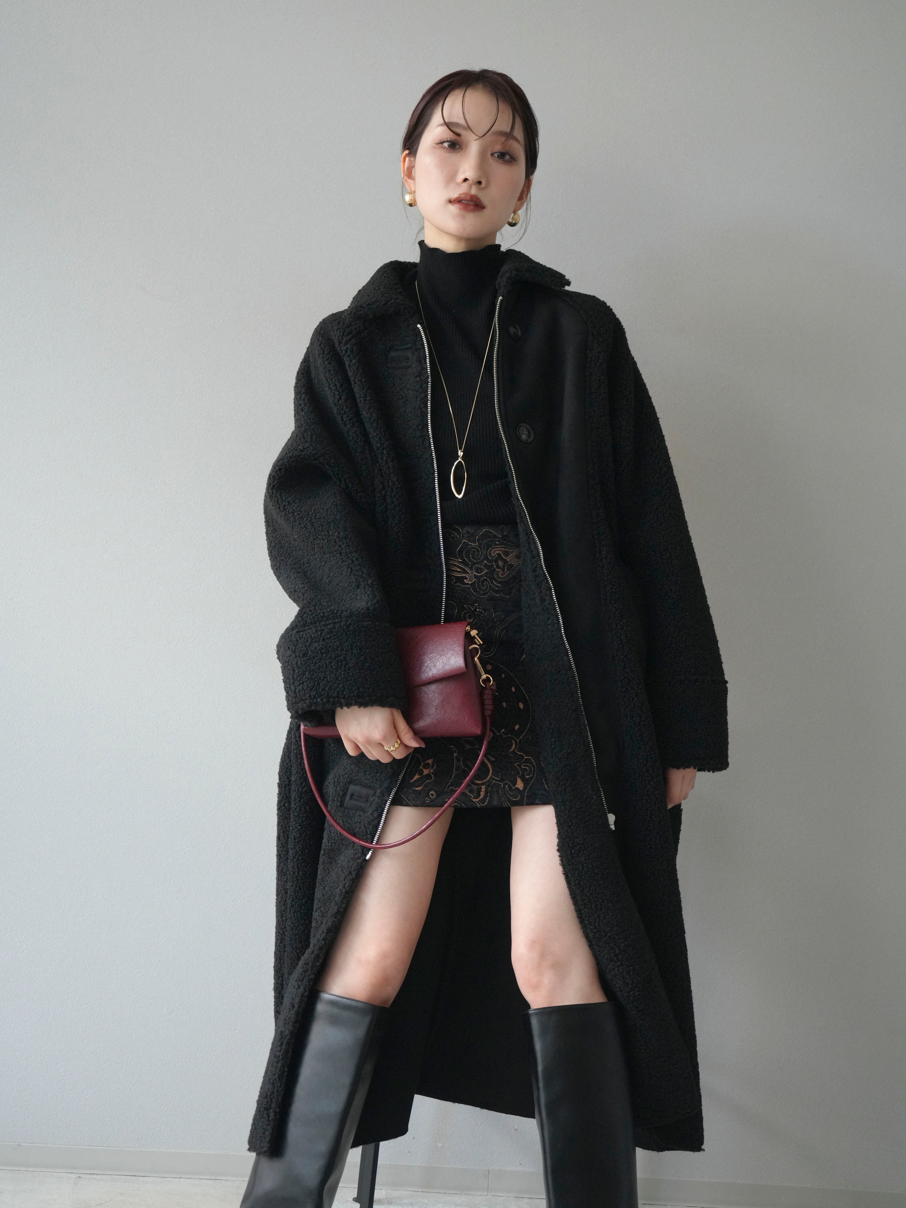 SET]ボアxムートンロングコート+ボアxムートンロングコート(2set