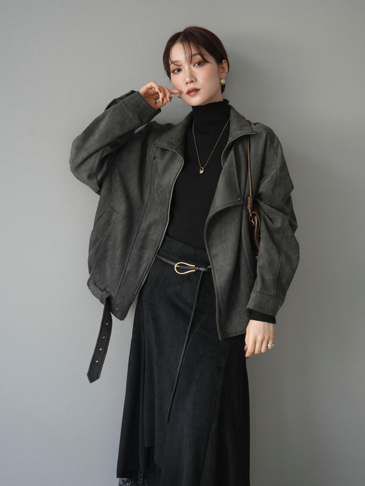 [予約]スエードライダースミドルジャケット/black