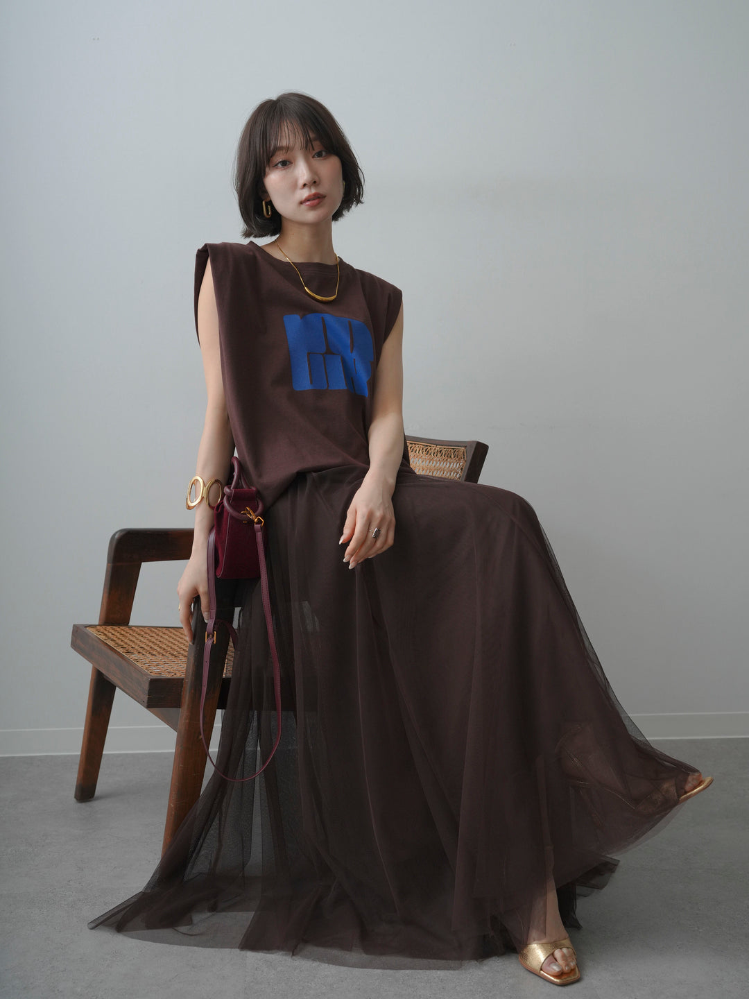 [先行販売！]ショルダータックノースリーブオーバーTEE+ショルダータックノースリーブオーバーTEE(2set)