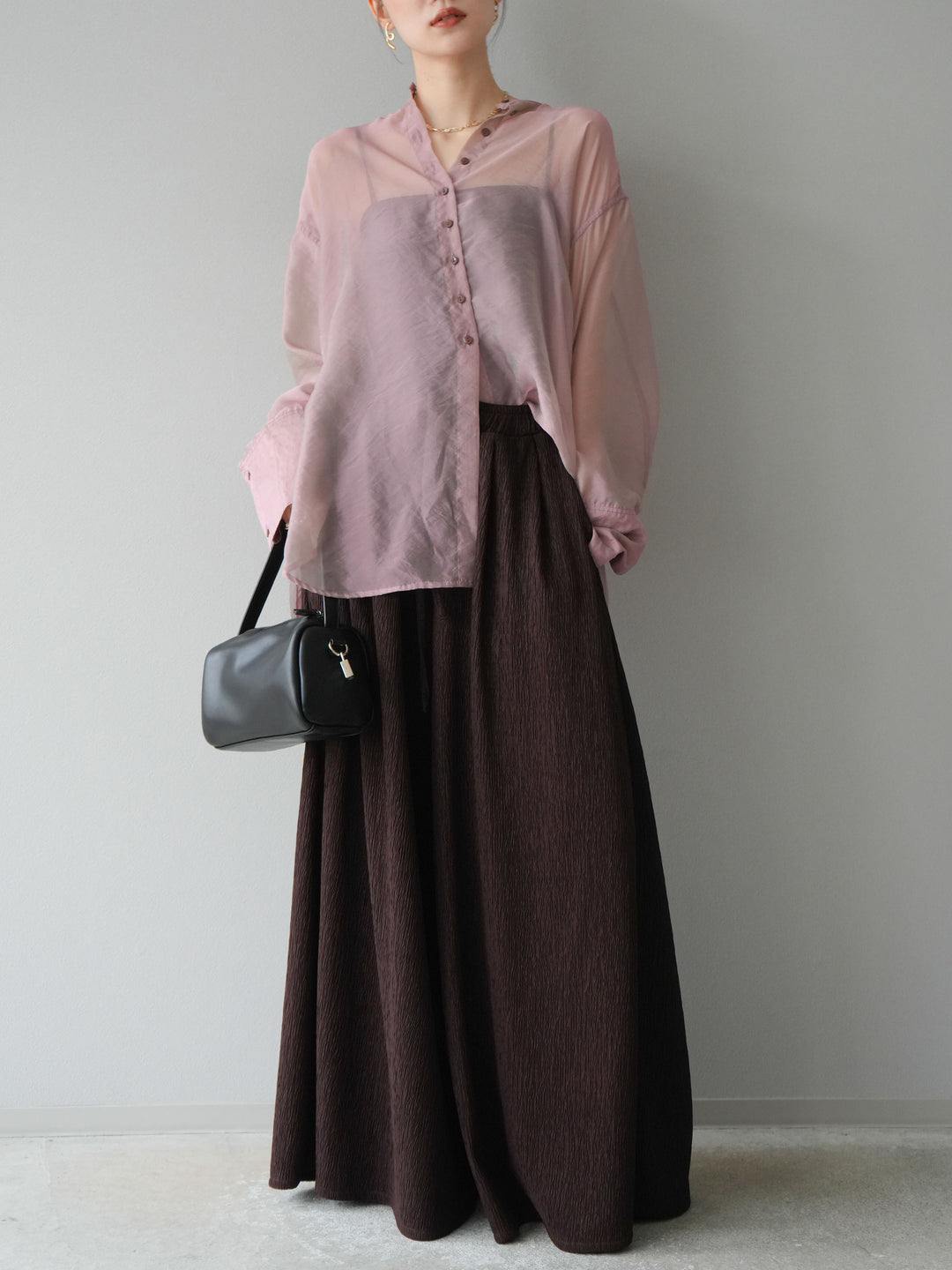 [予約]楊柳バギーパンツ/ブラウン