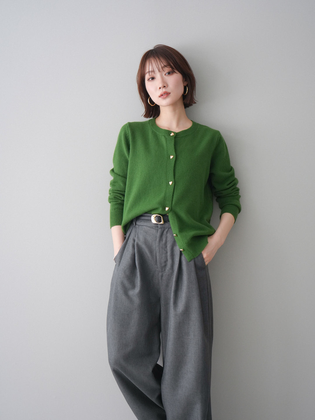 [SET]ハートボタンニットカーディガン+ハートボタンニットカーディガン(2set)