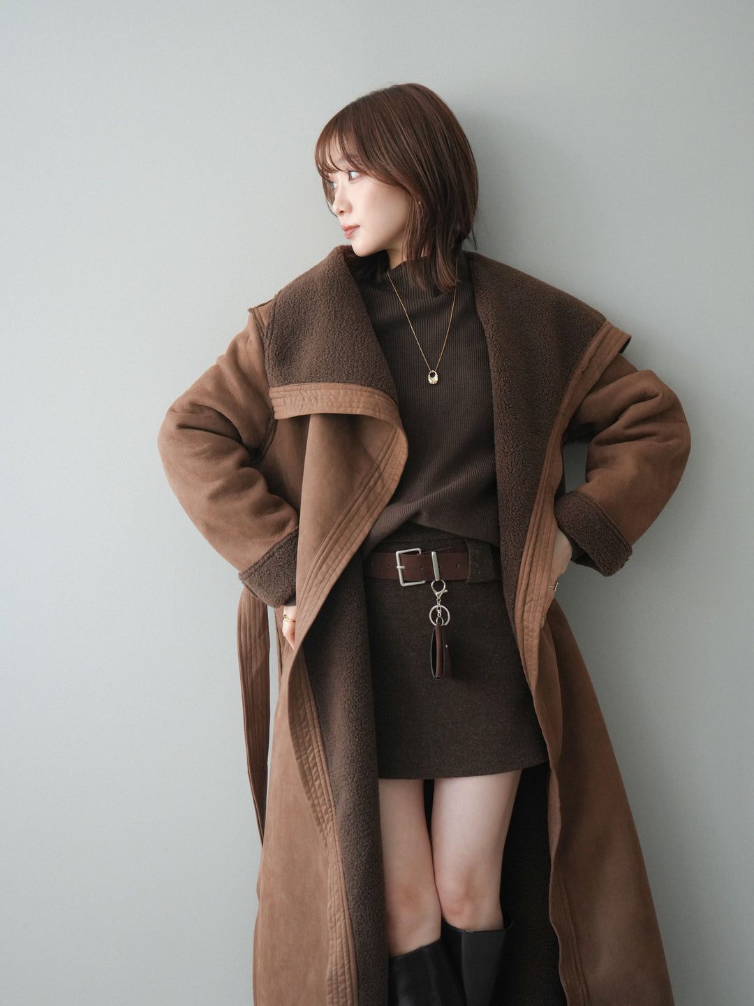 [予約]BIGカラームートンコート/brown