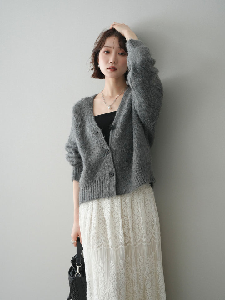 [予約]起毛シャギーニットカーディガン/gray