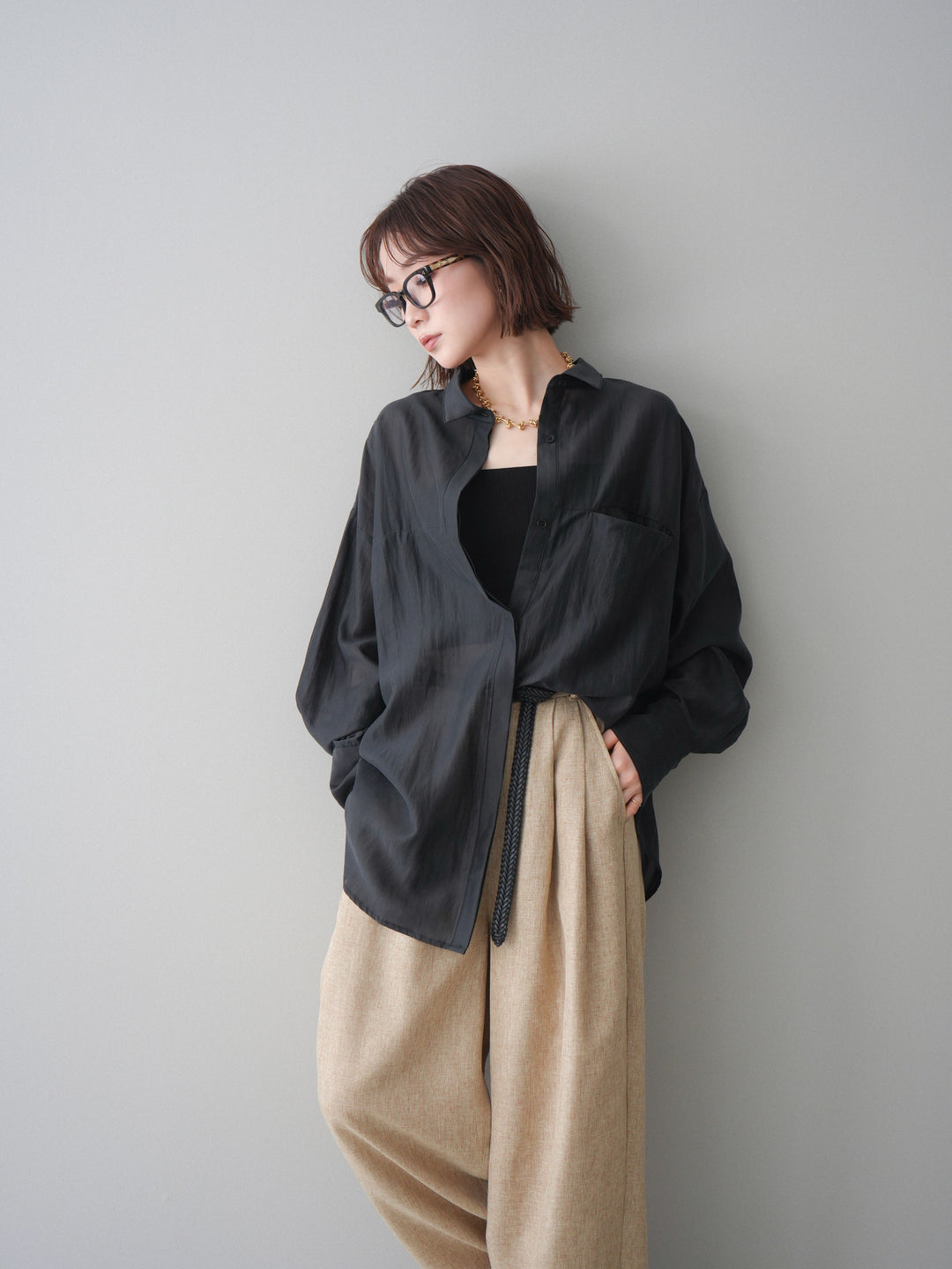 [予約]シアーオーバーシャツ/black