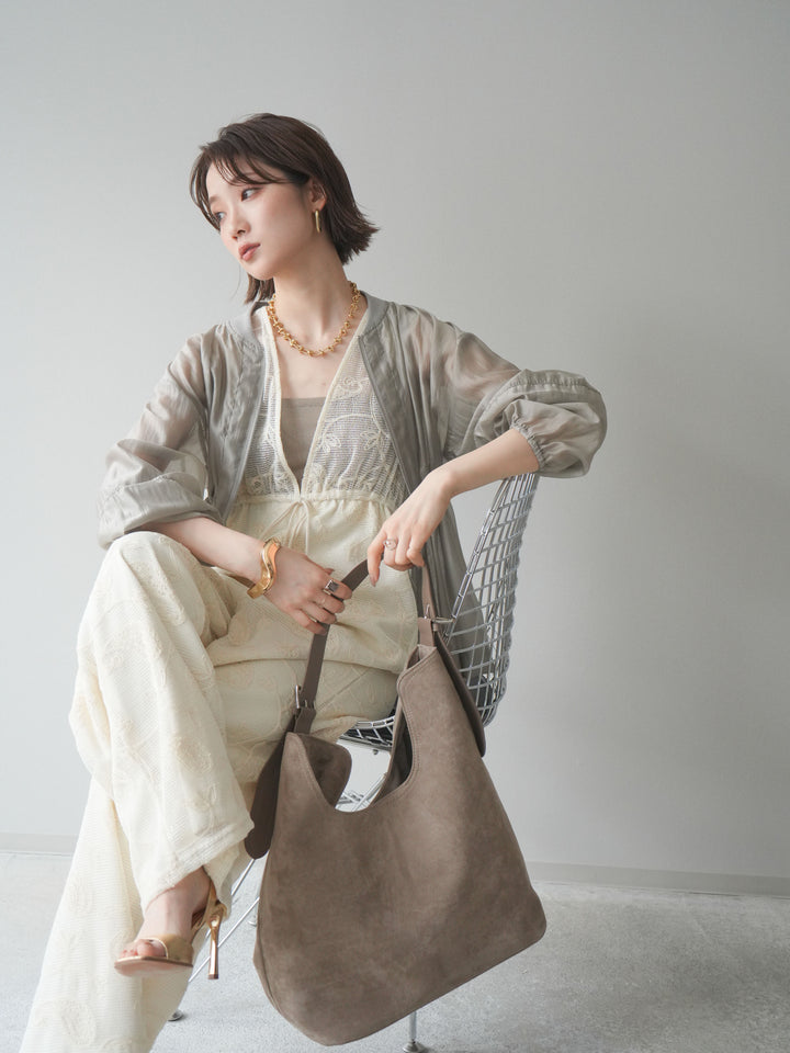 [予約]レース刺繍サロペット/ivory