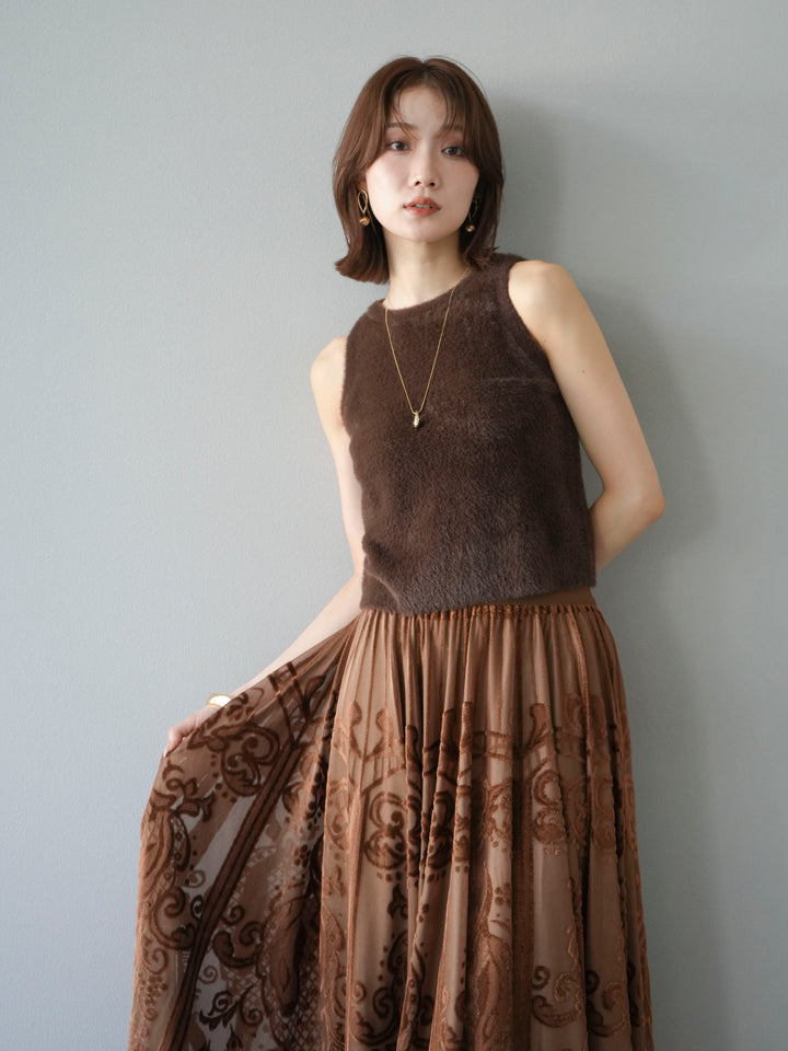 [予約]シャギーニットタンクトップ/ブラウン