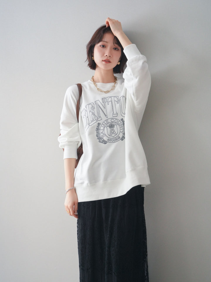 [予約]カレッジロゴ刺繍BIGスウェットプルオーバー/offwhite