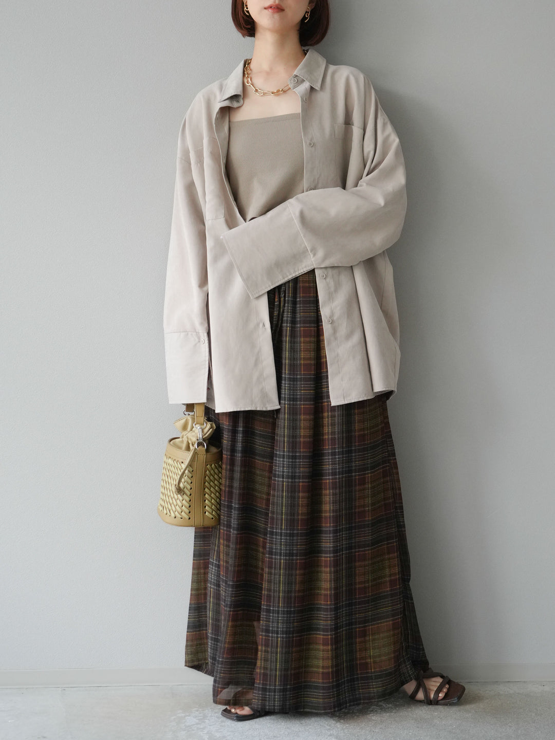 [予約]スエードライクBIGカフスオーバーシャツ/エクリュ