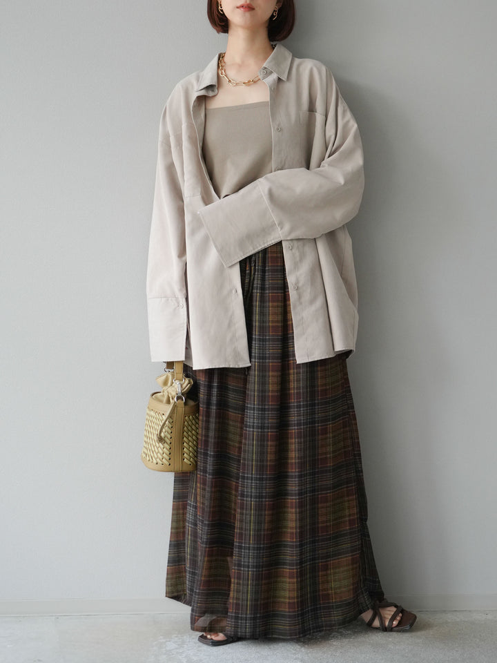 [予約]スエードライクBIGカフスオーバーシャツ/エクリュ